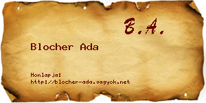 Blocher Ada névjegykártya